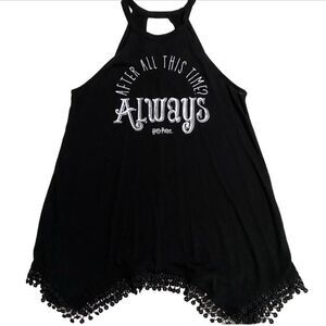 Harry Potter Girl’s or SM Women Black Always Long Fringed Halter Tank Top
